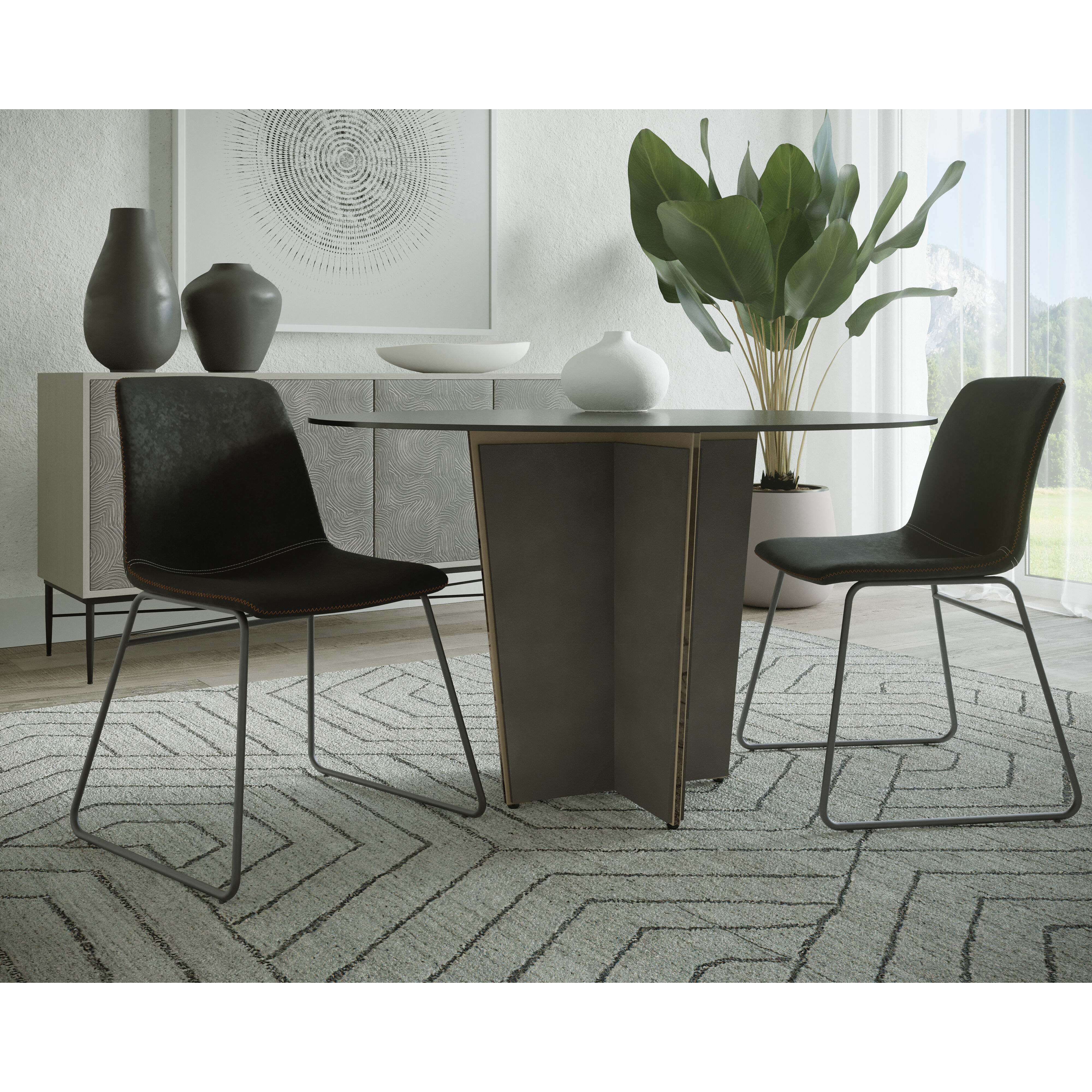 Cal Antique Black Dining Chair, Set Of 2